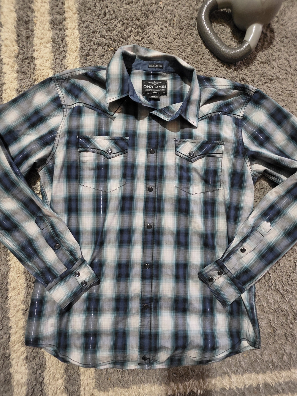 Cody James Men's Blue Plaid Casual Button-Down Shirt Med